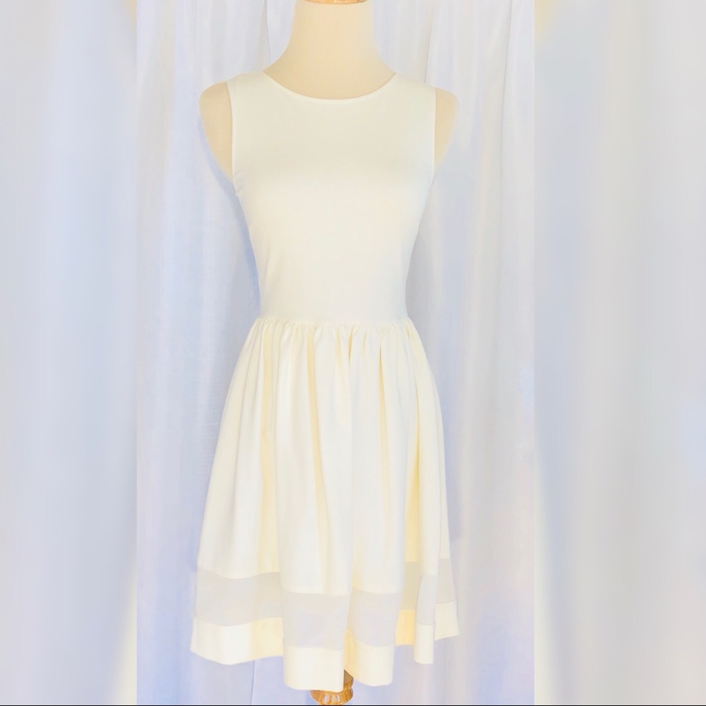 love...ady Sheer Fit and Flare Ivory Sheer Dress